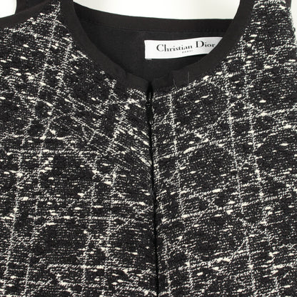マクロカナージュ ツイード ワンピース ノースリーブ コットン ブラック ホワイト クリスチャンディオール ワンピース Christian Dior