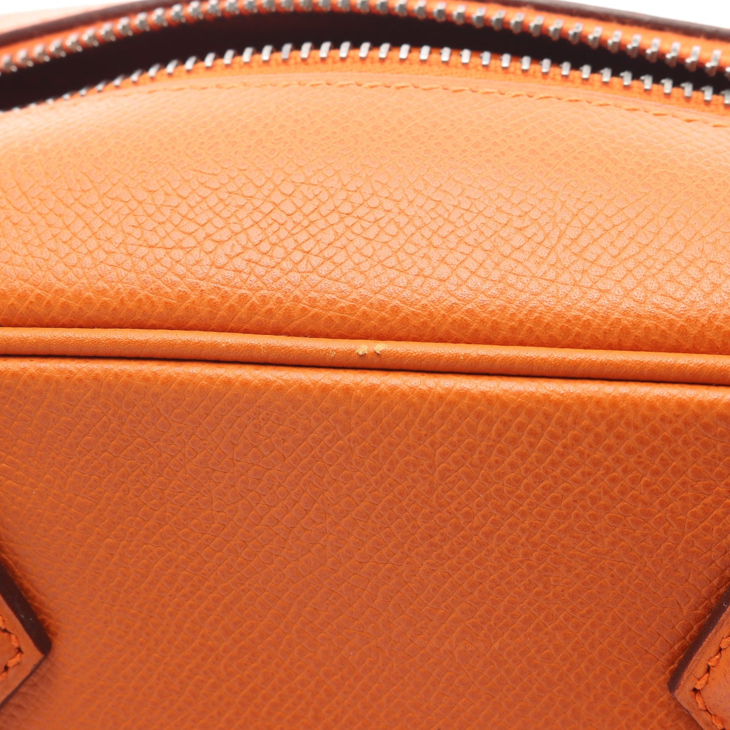 プリュム28 ハンドバッグ ヴォーエプソン オレンジ シルバー金具 □H刻印 エルメス バッグ HERMES
