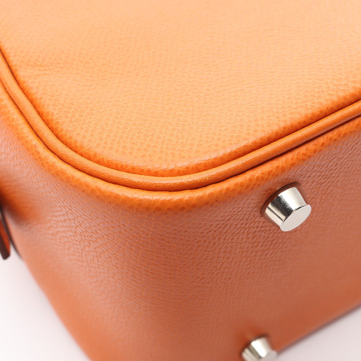 プリュム28 ハンドバッグ ヴォーエプソン オレンジ シルバー金具 □H刻印 エルメス バッグ HERMES