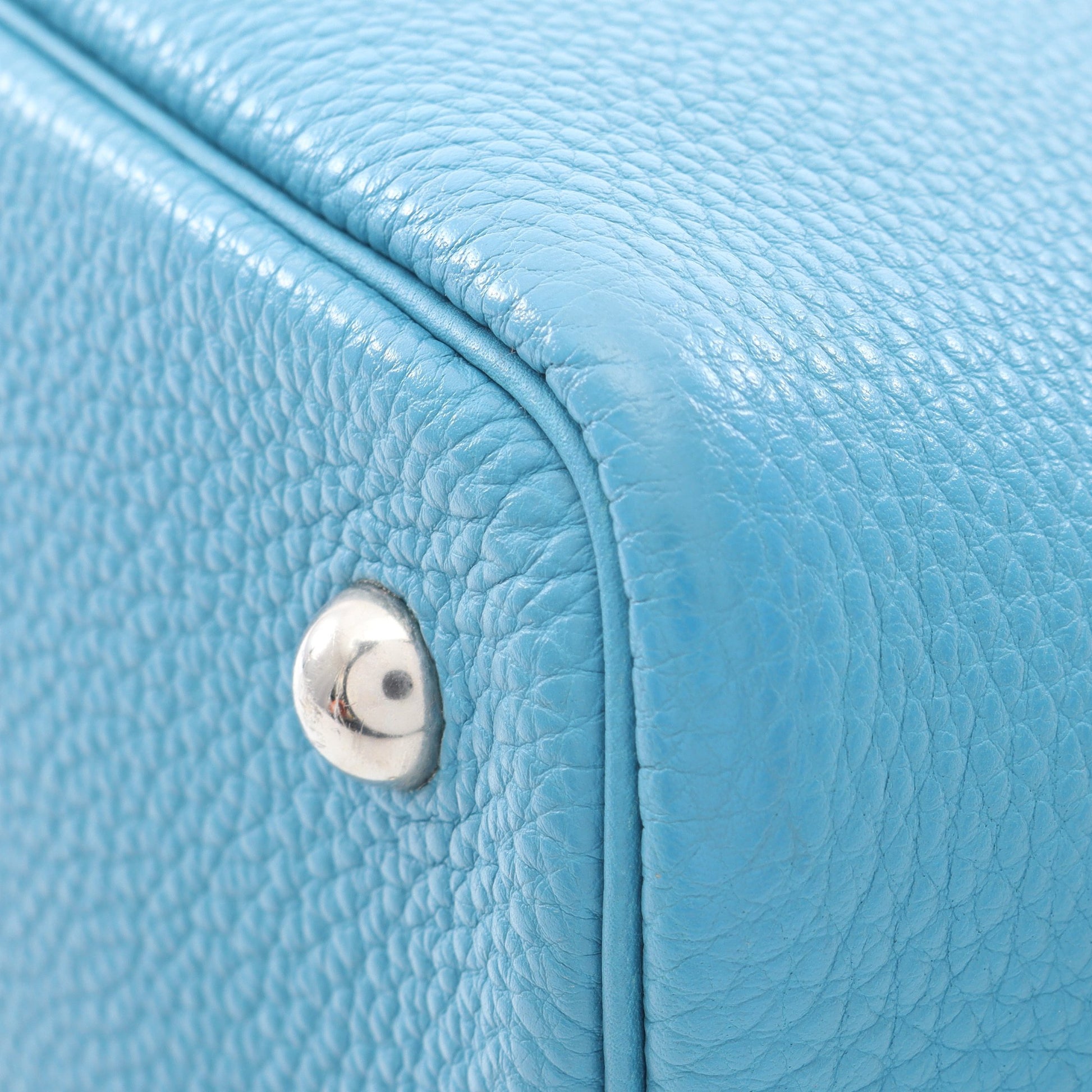 ボリード1923 30 ブルージーン ハンドバッグ トゴ ブルー シルバー金具 □J刻印 エルメス バッグ HERMES