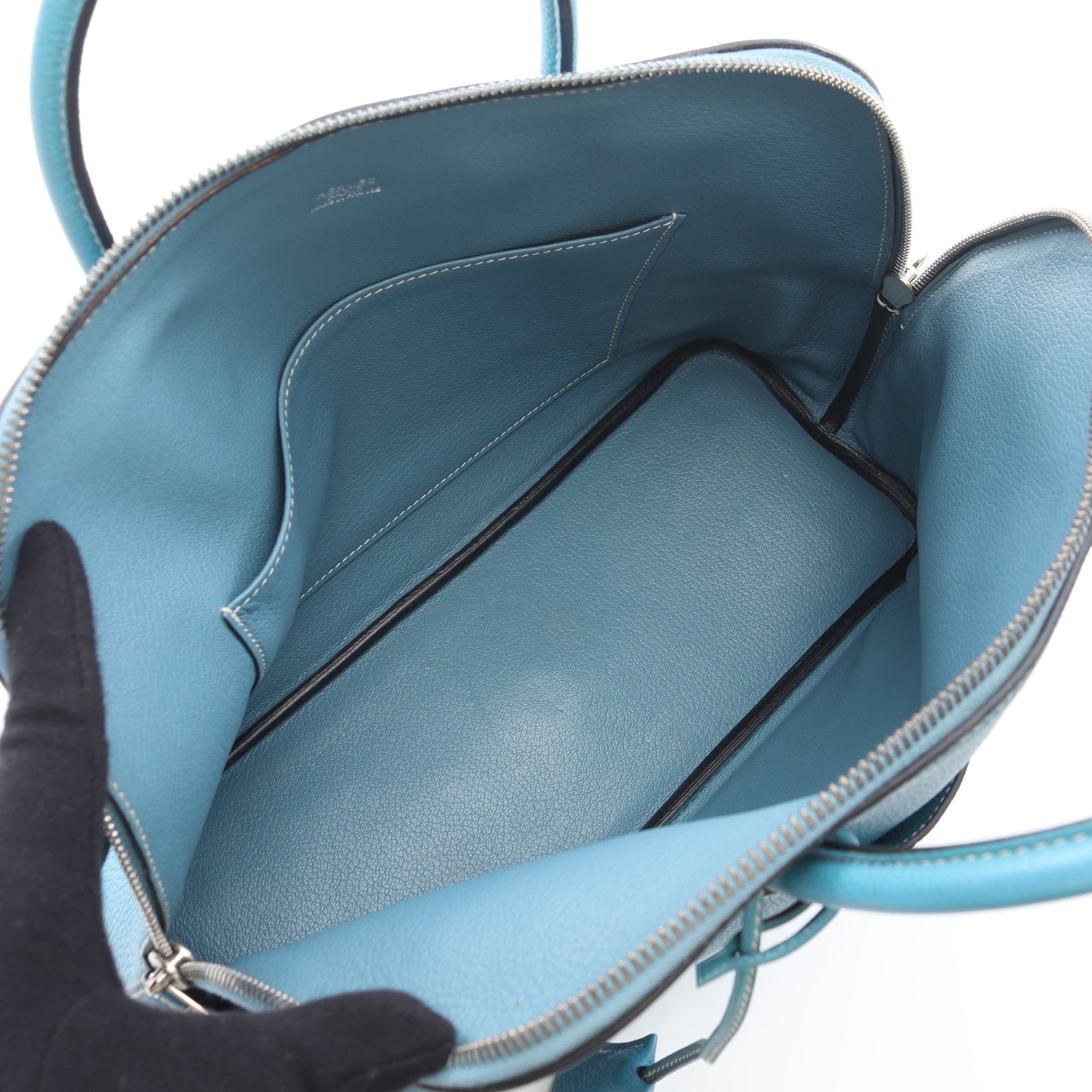 ボリード1923 30 ブルージーン ハンドバッグ トゴ ブルー シルバー金具 □J刻印 エルメス バッグ HERMES