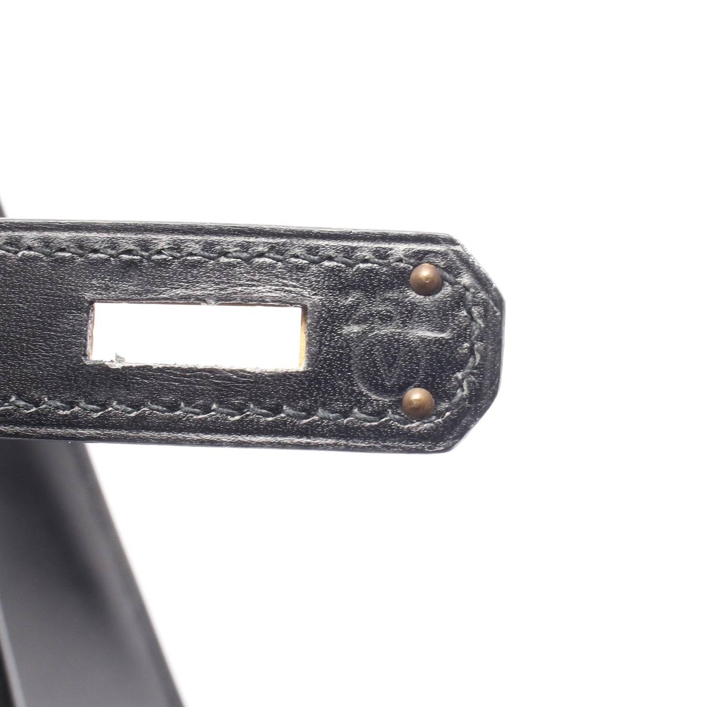 ケリー32 ハンドバッグ ボックスカーフ ブラック ゴールド金具 外縫い 2WAY ○V刻印 エルメス バッグ HERMES
