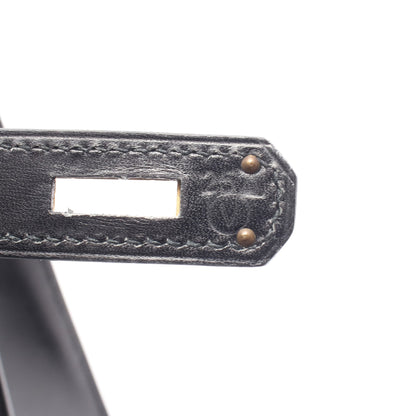 ケリー32 ハンドバッグ ボックスカーフ ブラック ゴールド金具 外縫い 2WAY ○V刻印 エルメス バッグ HERMES