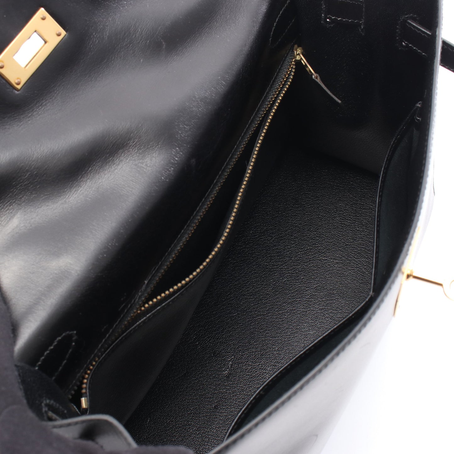ケリー32 ハンドバッグ ボックスカーフ ブラック ゴールド金具 外縫い 2WAY ○V刻印 エルメス バッグ HERMES