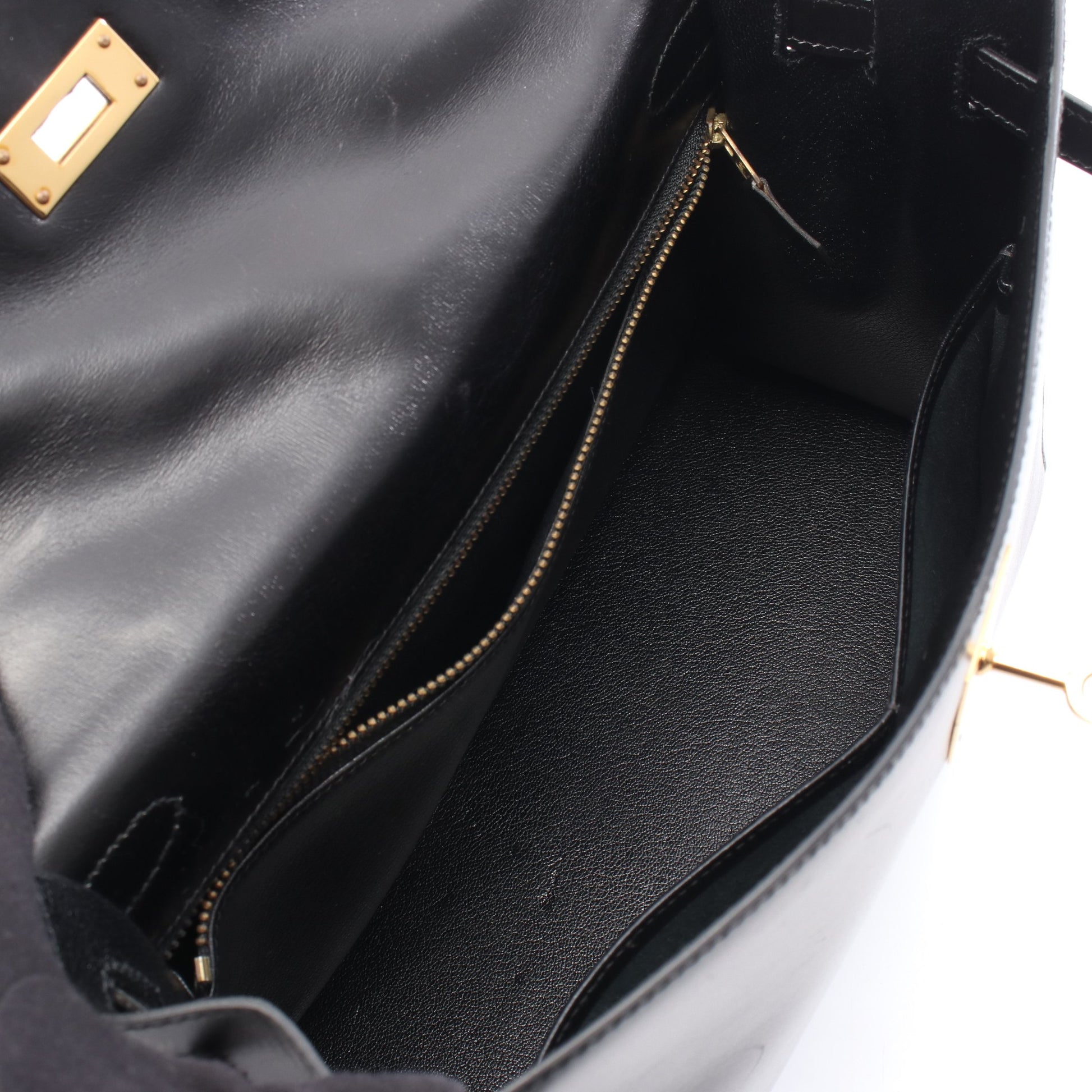 ケリー32 ハンドバッグ ボックスカーフ ブラック ゴールド金具 外縫い 2WAY ○V刻印 エルメス バッグ HERMES