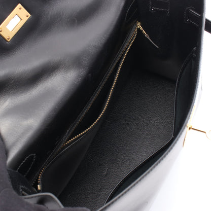 ケリー32 ハンドバッグ ボックスカーフ ブラック ゴールド金具 外縫い 2WAY ○V刻印 エルメス バッグ HERMES