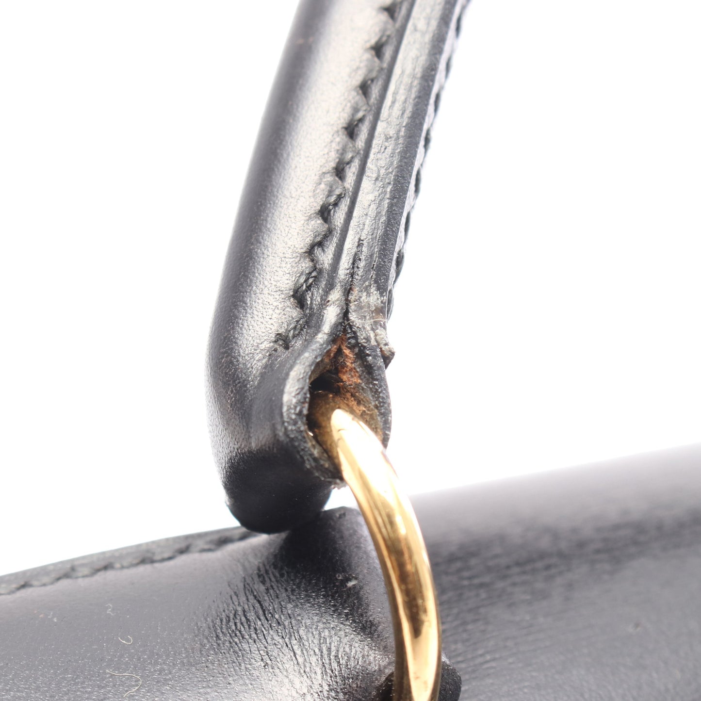 ケリー32 ハンドバッグ ボックスカーフ ブラック ゴールド金具 外縫い 2WAY ○V刻印 エルメス バッグ HERMES