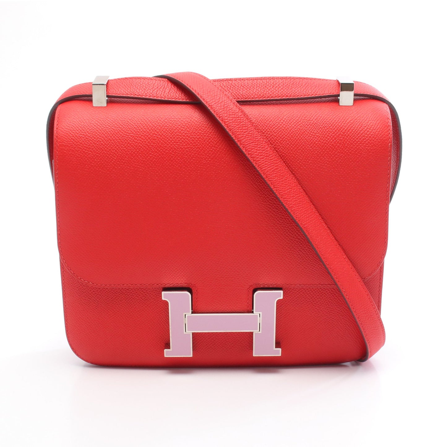 コンスタンス3 24 ルージュトマト ショルダーバッグ ヴォーエプソン レッド シルバー金具 D刻印 エルメス バッグ HERMES