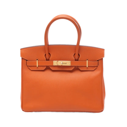 バーキン30 ハンドバッグ ヴォーエプソン オレンジ ゴールド金具 □Q刻印 エルメス バッグ HERMES