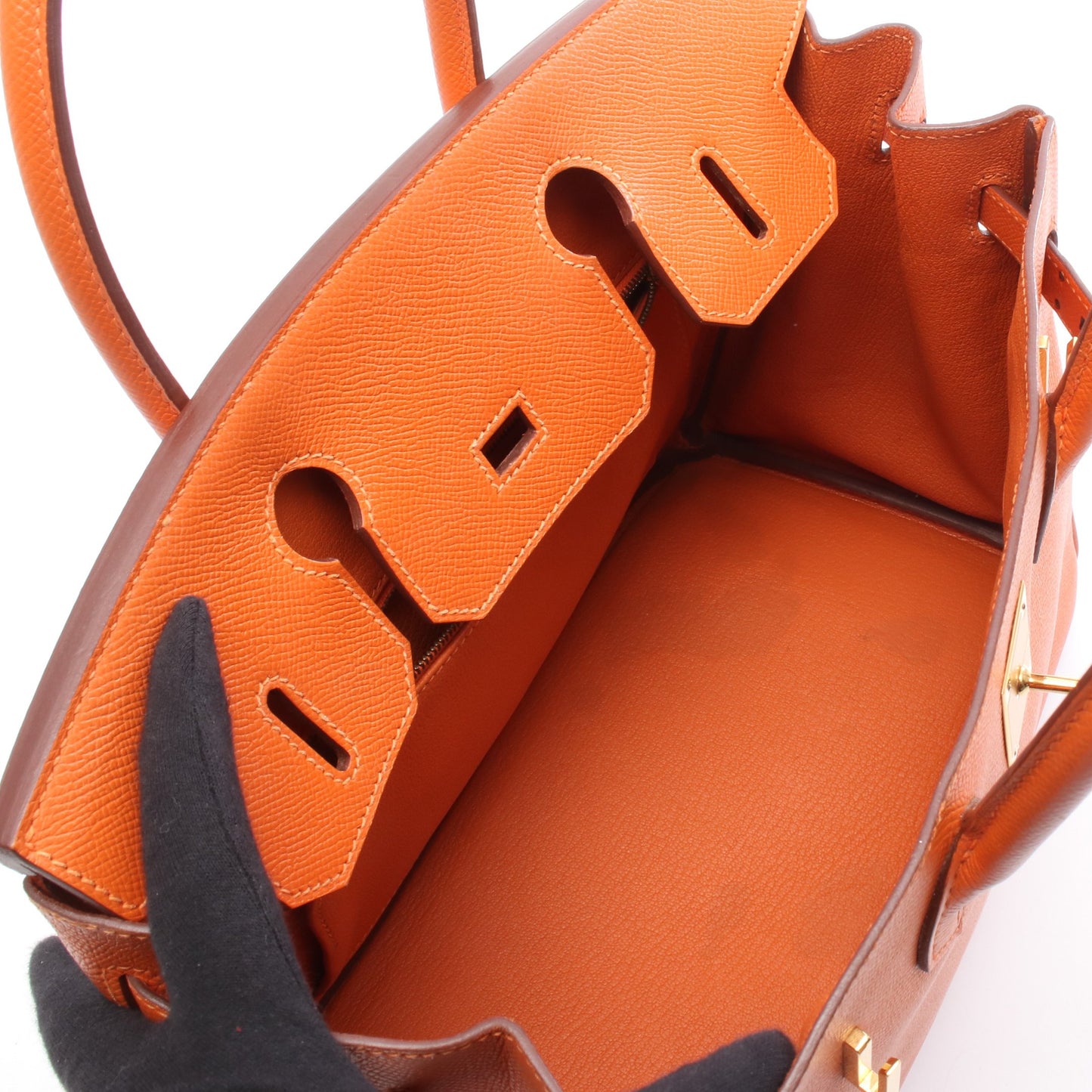 バーキン30 ハンドバッグ ヴォーエプソン オレンジ ゴールド金具 □Q刻印 エルメス バッグ HERMES