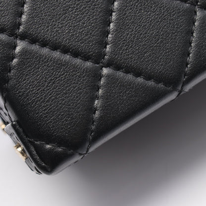 スモール ヴァニティケース マトラッセ チェーンショルダーバッグ ラムスキン ブラック ゴールド金具 シャネル バッグ CHANEL