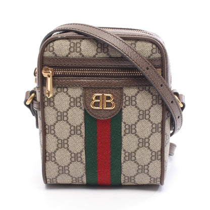 BALENCIAGA × GUCCI ハッカー プロジェクト ショルダーバッグ PVC レザー ベージュ ダークブラウン バレンシアガ バッグ BALENCIAGA