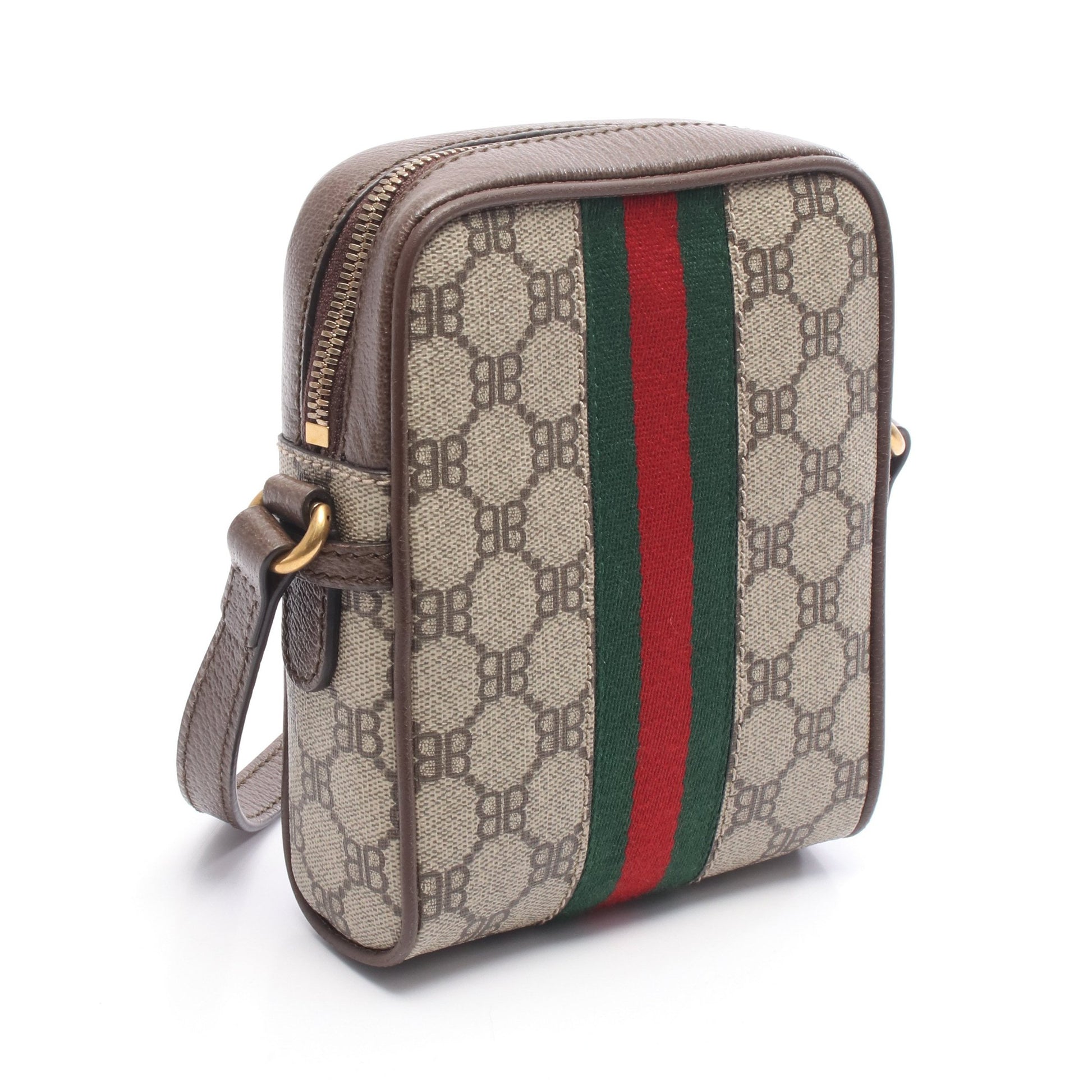 BALENCIAGA × GUCCI ハッカー プロジェクト ショルダーバッグ PVC レザー ベージュ ダークブラウン バレンシアガ バッグ BALENCIAGA