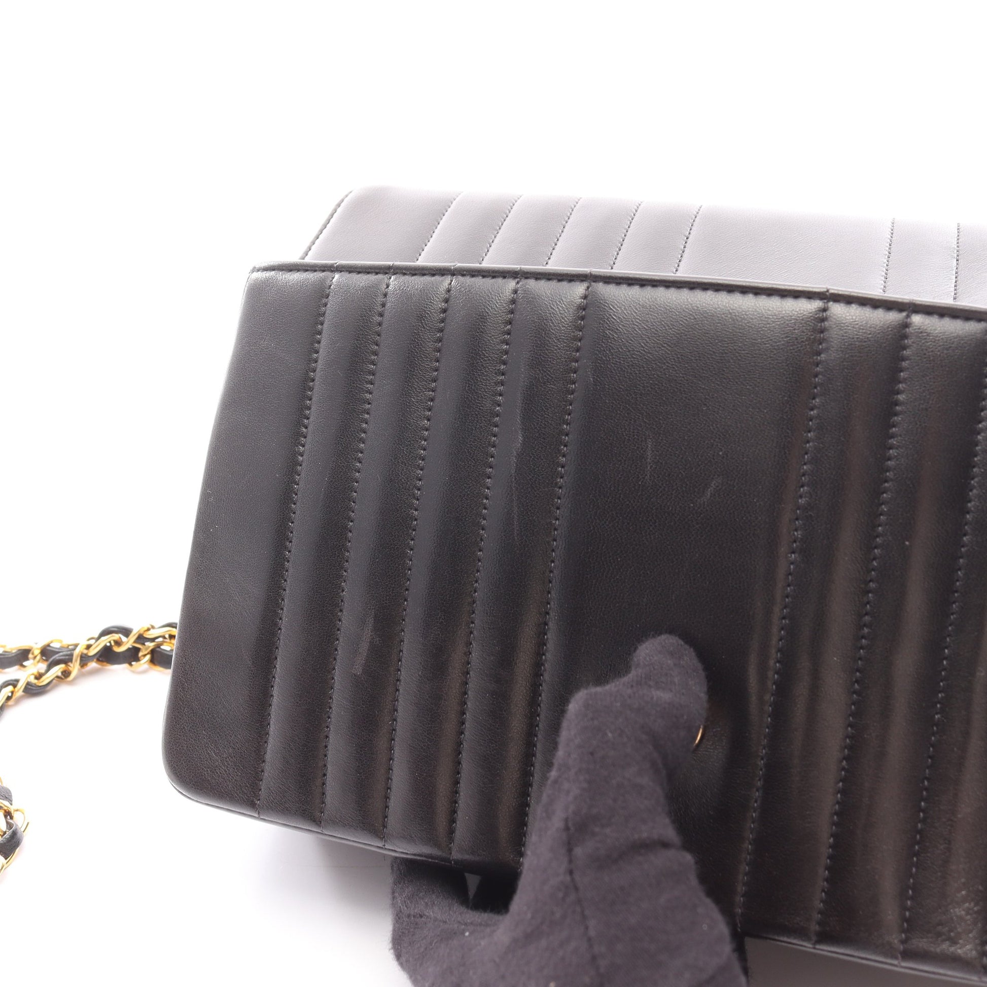 マドモアゼル チェーンショルダーバッグ ラムスキン ブラック ゴールド金具 シャネル バッグ CHANEL