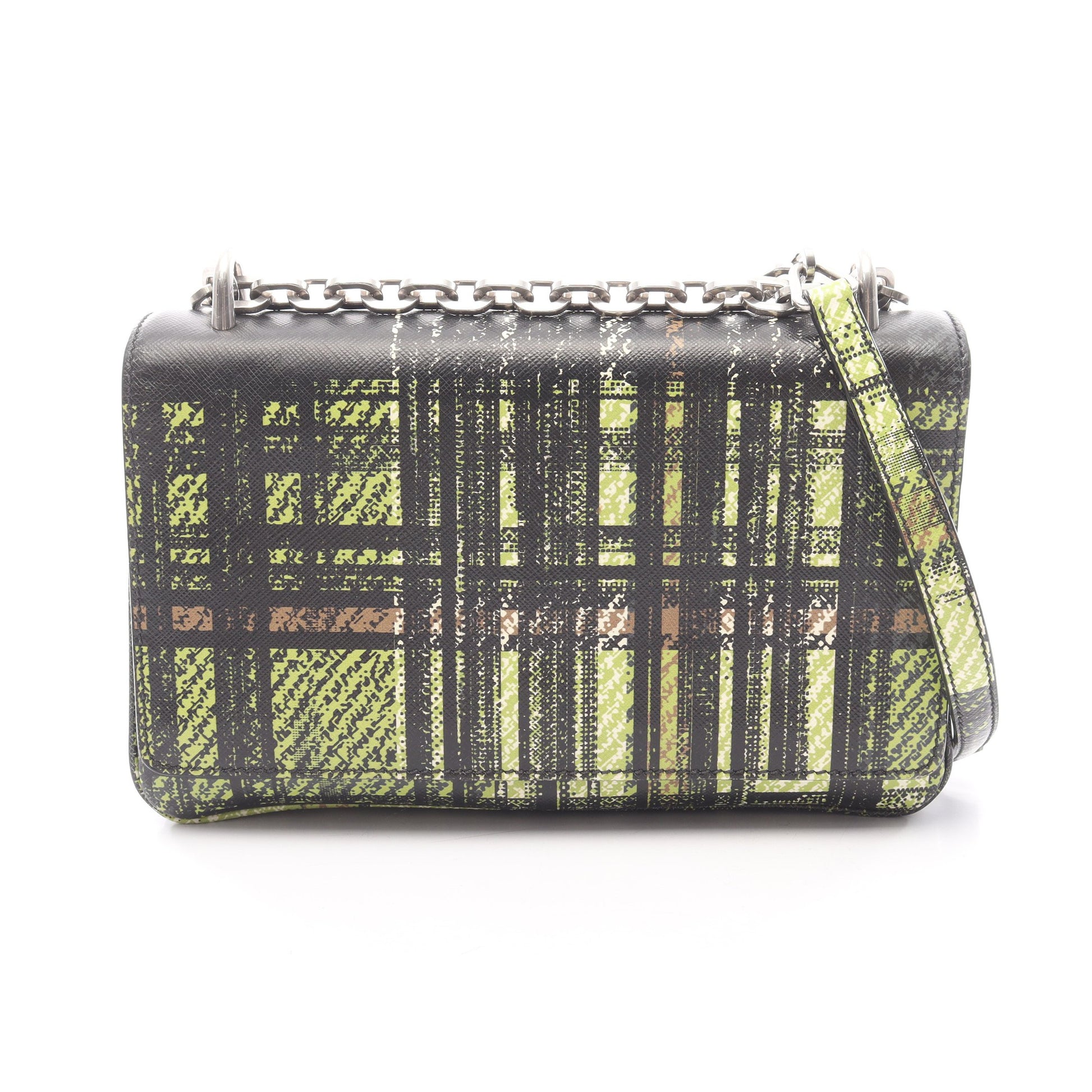 チェーンショルダーバッグ レザー ブラック イエローグリーン マルチカラー プラダ バッグ PRADA