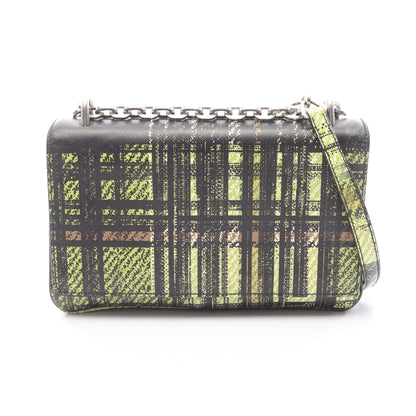 チェーンショルダーバッグ レザー ブラック イエローグリーン マルチカラー プラダ バッグ PRADA