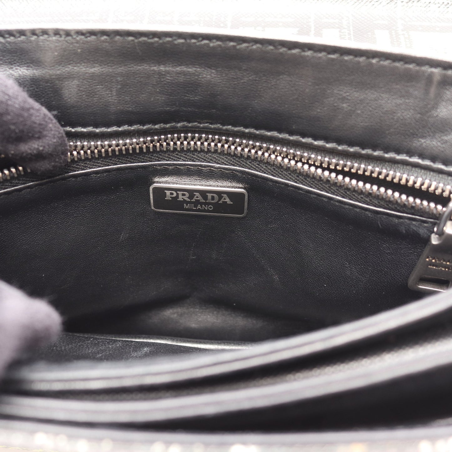 チェーンショルダーバッグ レザー ブラック イエローグリーン マルチカラー プラダ バッグ PRADA