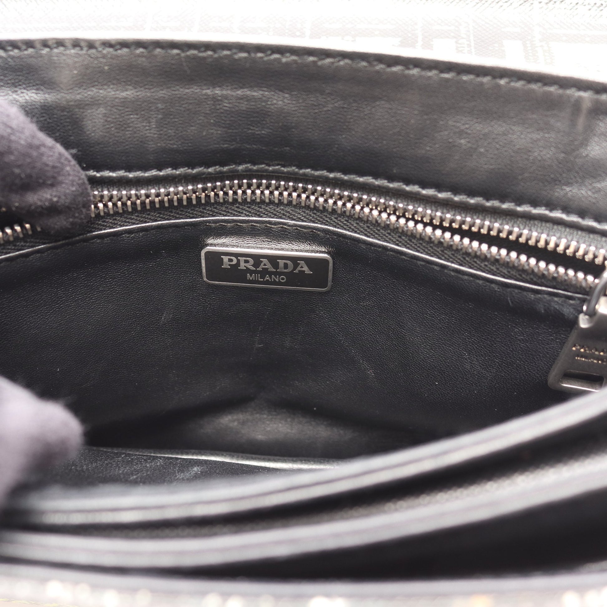 チェーンショルダーバッグ レザー ブラック イエローグリーン マルチカラー プラダ バッグ PRADA