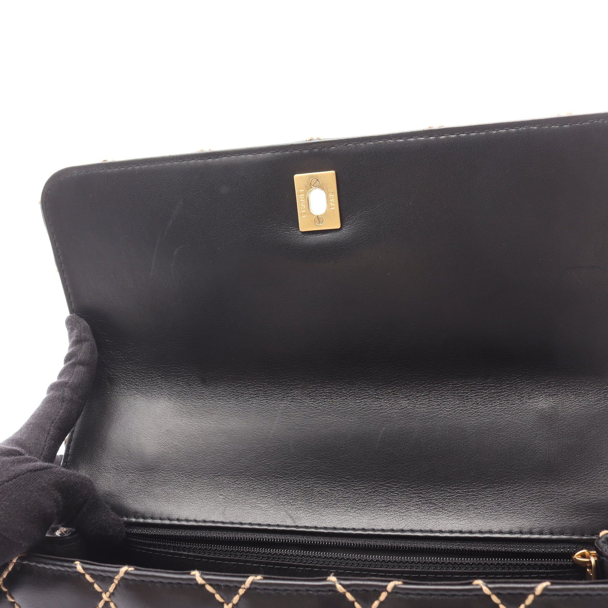 ワイルドステッチ トップハンドル ハンドバッグ レザー ブラック ゴールド金具 シャネル バッグ CHANEL