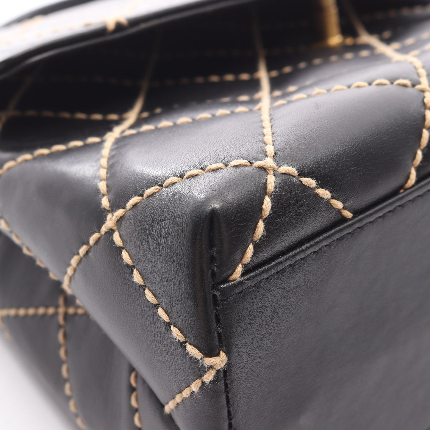 ワイルドステッチ トップハンドル ハンドバッグ レザー ブラック ゴールド金具 シャネル バッグ CHANEL