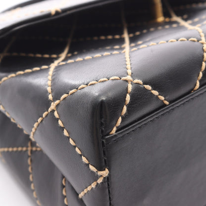 ワイルドステッチ トップハンドル ハンドバッグ レザー ブラック ゴールド金具 シャネル バッグ CHANEL