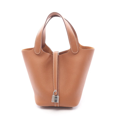 ピコタンロックPM ゴールド ハンドバッグ トリヨンクレマンス ブラウン シルバー金具 K刻印 エルメス バッグ HERMES