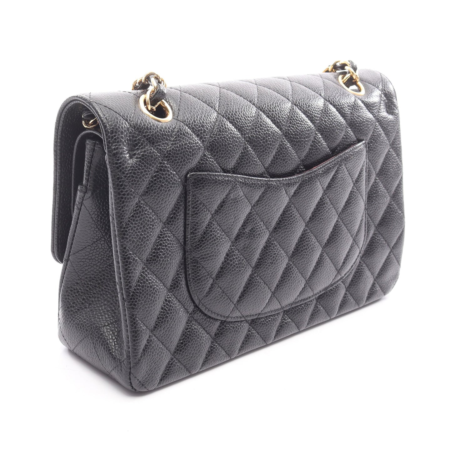 マトラッセ Wフラップ Wチェーンショルダーバッグ キャビアスキン ブラック ゴールド金具 シャネル バッグ CHANEL