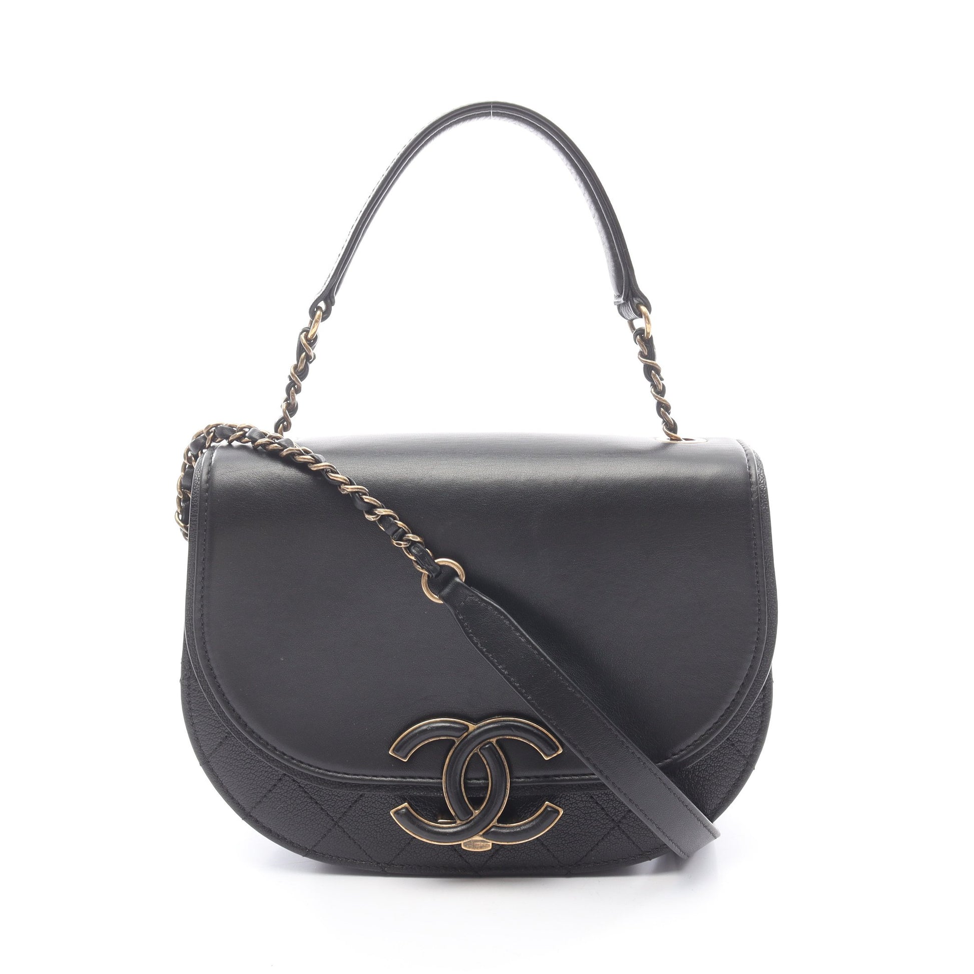 ココマーク ショルダーバッグ レザー ブラック ゴールド金具 シャネル バッグ CHANEL