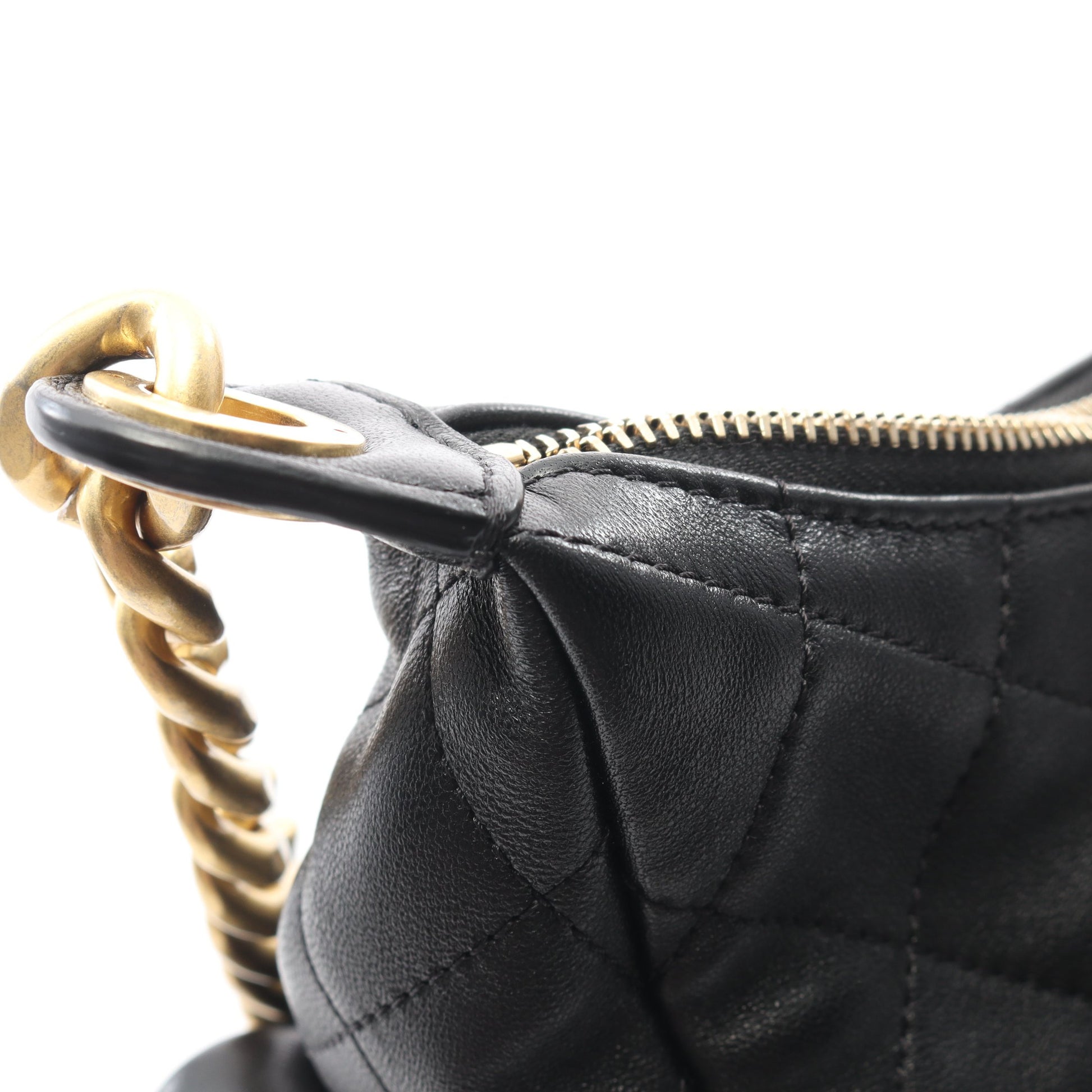 マトラッセ ホーボー ワンショルダーバッグ シャイニーラムスキン ブラック ゴールド金具 シャネル バッグ CHANEL