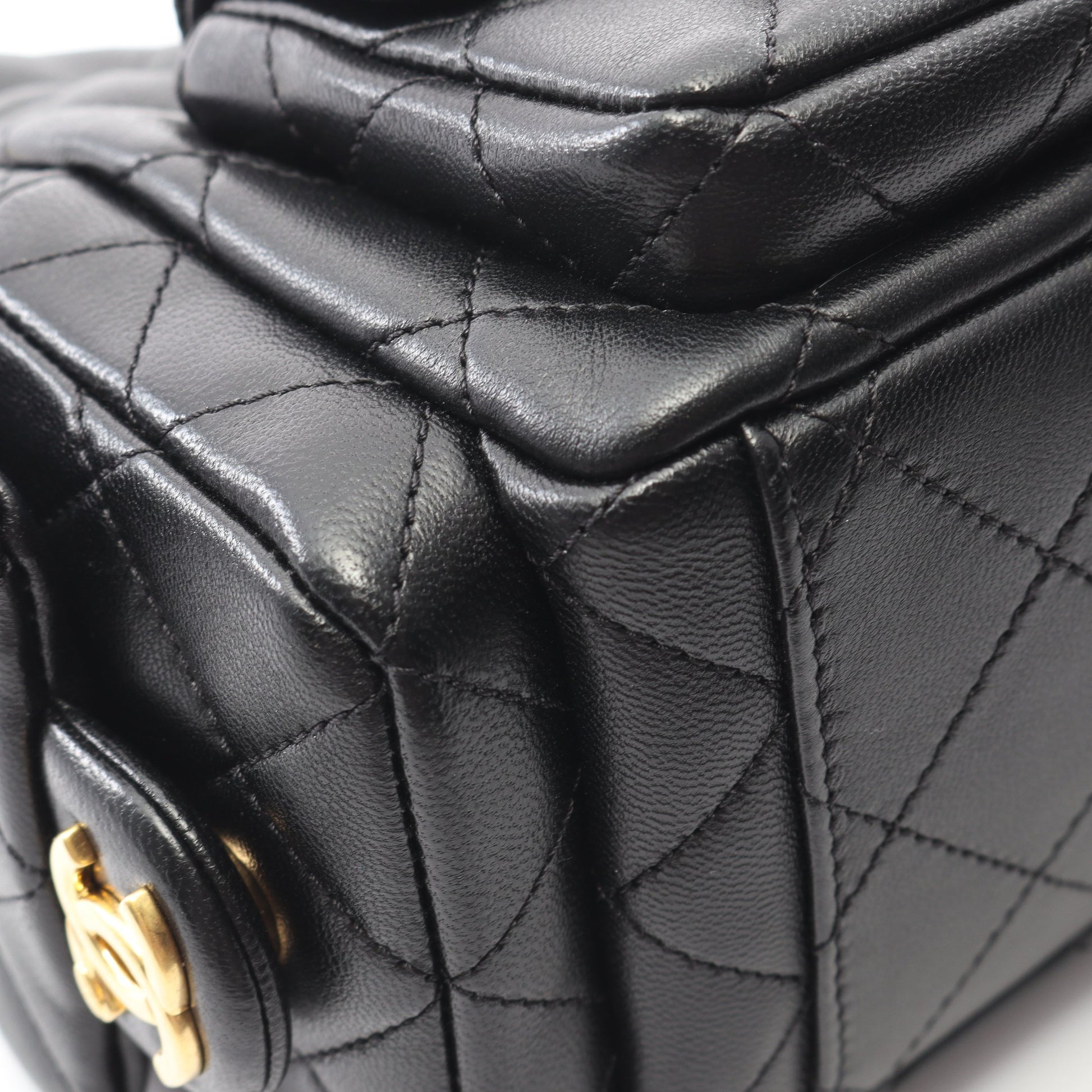 マトラッセ ホーボー ワンショルダーバッグ シャイニーラムスキン ブラック ゴールド金具 シャネル バッグ CHANEL