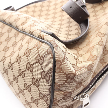 バックパック リュックサック キャンバス レザー ベージュ ダークブラウン グッチ バッグ GUCCI