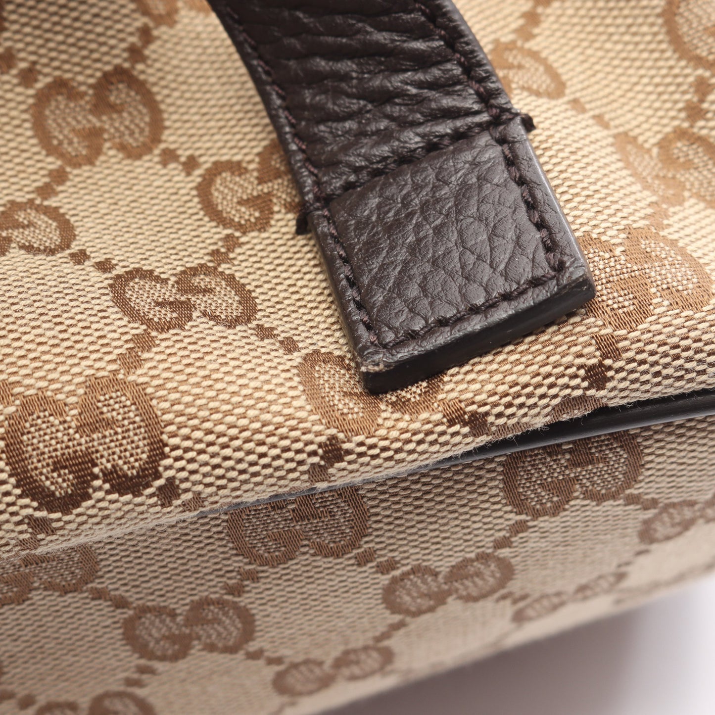バックパック リュックサック キャンバス レザー ベージュ ダークブラウン グッチ バッグ GUCCI