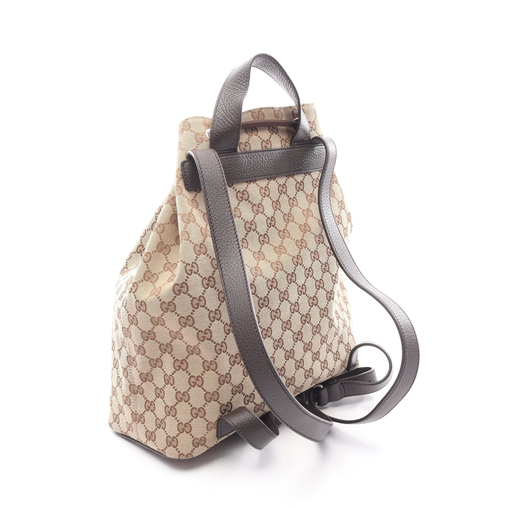 バックパック リュックサック キャンバス レザー ベージュ ダークブラウン グッチ バッグ GUCCI