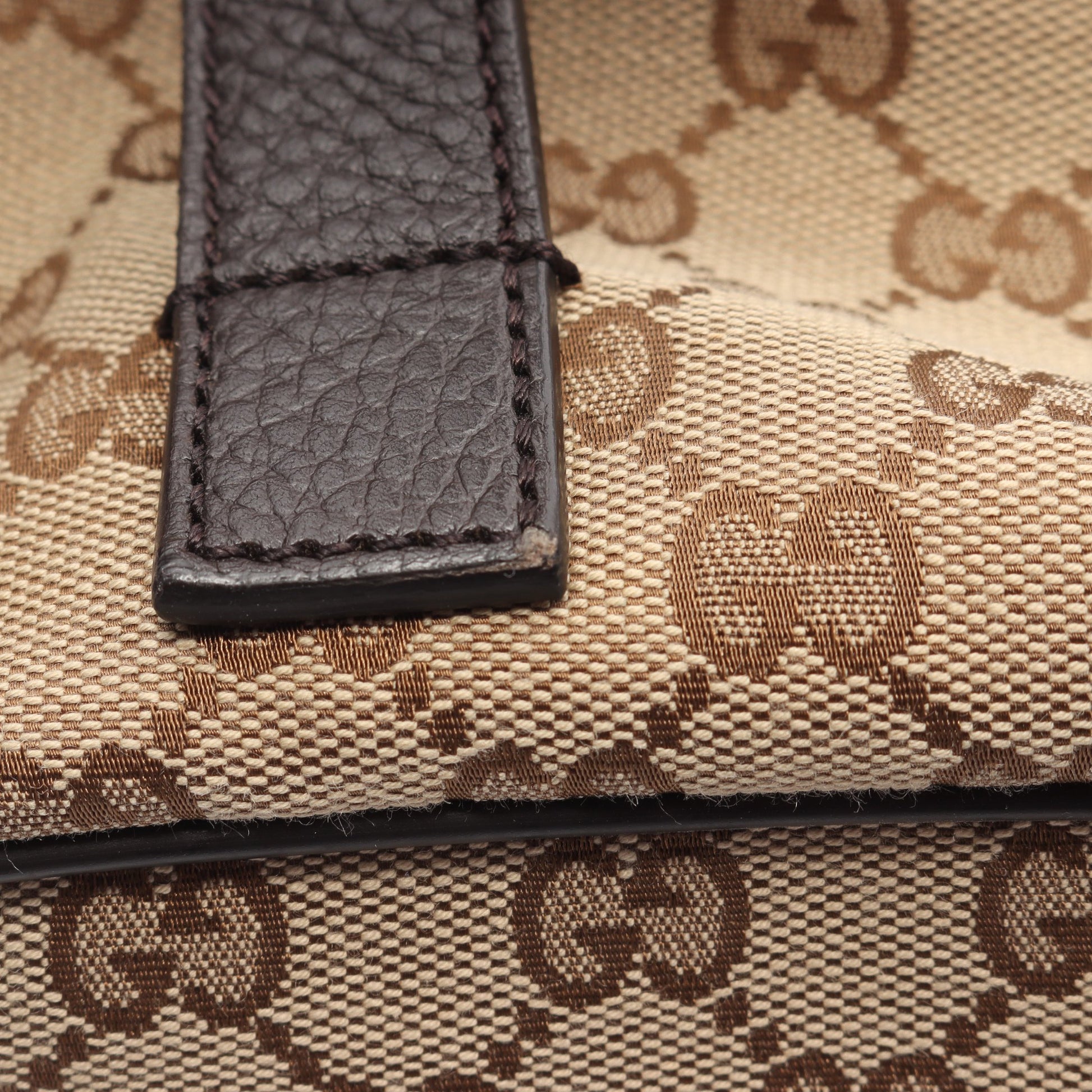 バックパック リュックサック キャンバス レザー ベージュ ダークブラウン グッチ バッグ GUCCI