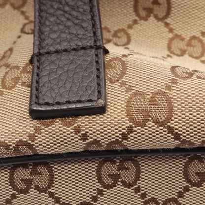 バックパック リュックサック キャンバス レザー ベージュ ダークブラウン グッチ バッグ GUCCI