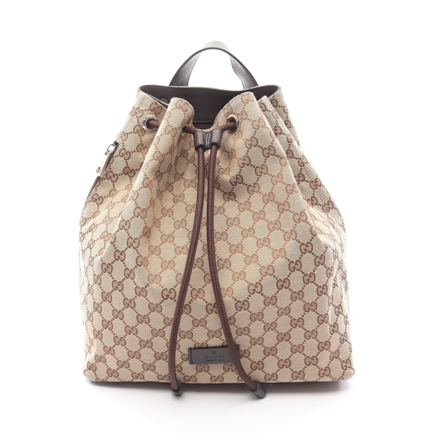 バックパック リュックサック キャンバス レザー ベージュ ダークブラウン グッチ バッグ GUCCI