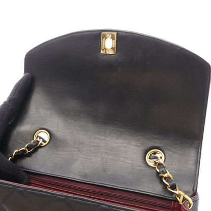 マトラッセ ダイアナフラップ チェーンショルダーバッグ ラムスキン ブラック ゴールド金具 シャネル バッグ CHANEL