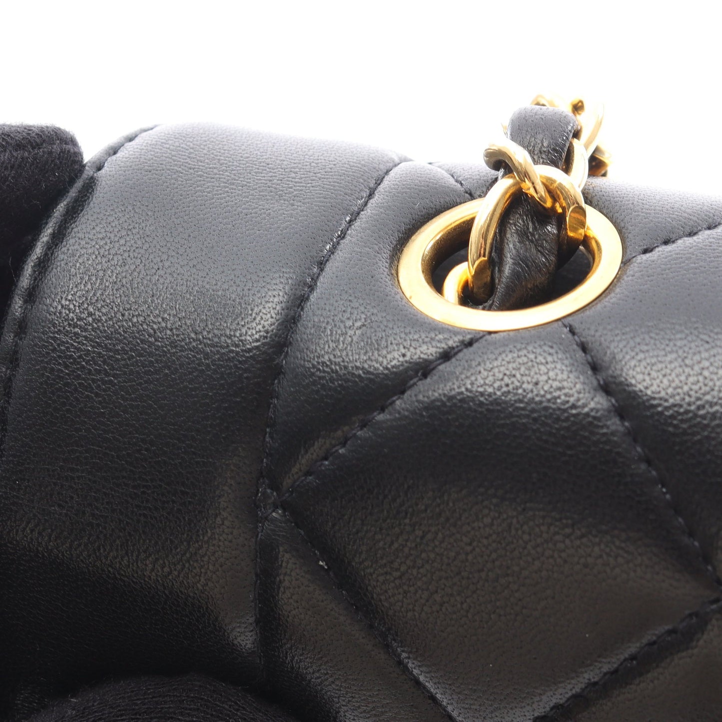 マトラッセ ダイアナフラップ チェーンショルダーバッグ ラムスキン ブラック ゴールド金具 シャネル バッグ CHANEL