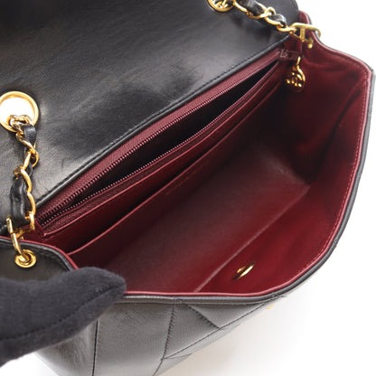 マトラッセ ダイアナフラップ チェーンショルダーバッグ ラムスキン ブラック ゴールド金具 シャネル バッグ CHANEL