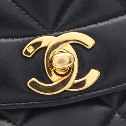 マトラッセ ダイアナフラップ チェーンショルダーバッグ ラムスキン ブラック ゴールド金具 シャネル バッグ CHANEL