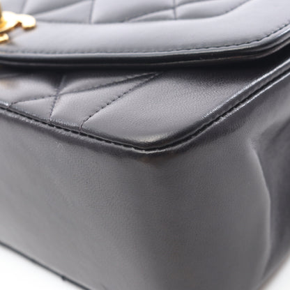 マトラッセ ダイアナフラップ チェーンショルダーバッグ ラムスキン ブラック ゴールド金具 シャネル バッグ CHANEL