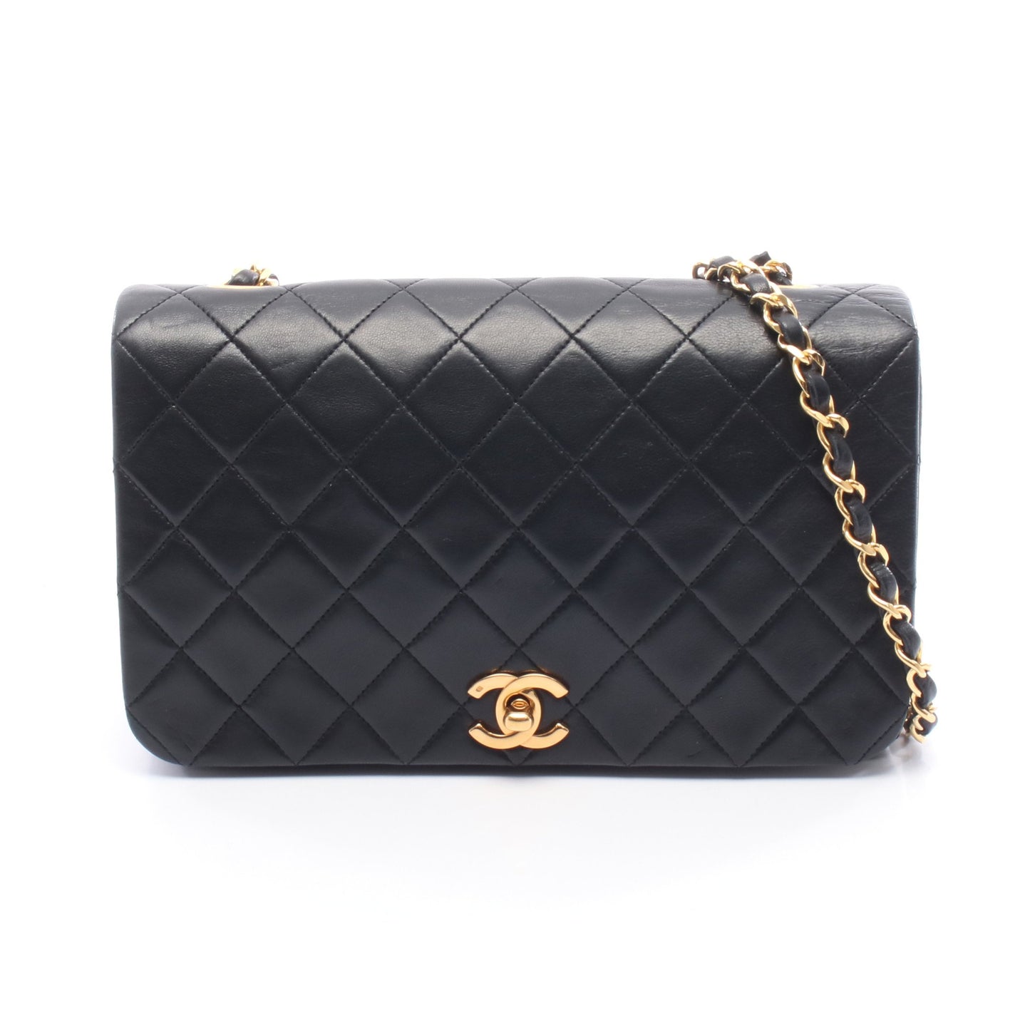 フルフラップ マトラッセ チェーンショルダーバッグ ラムスキン ブラック ゴールド金具 シャネル バッグ CHANEL