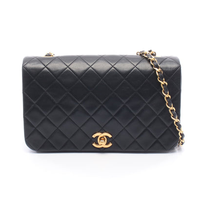 フルフラップ マトラッセ チェーンショルダーバッグ ラムスキン ブラック ゴールド金具 シャネル バッグ CHANEL