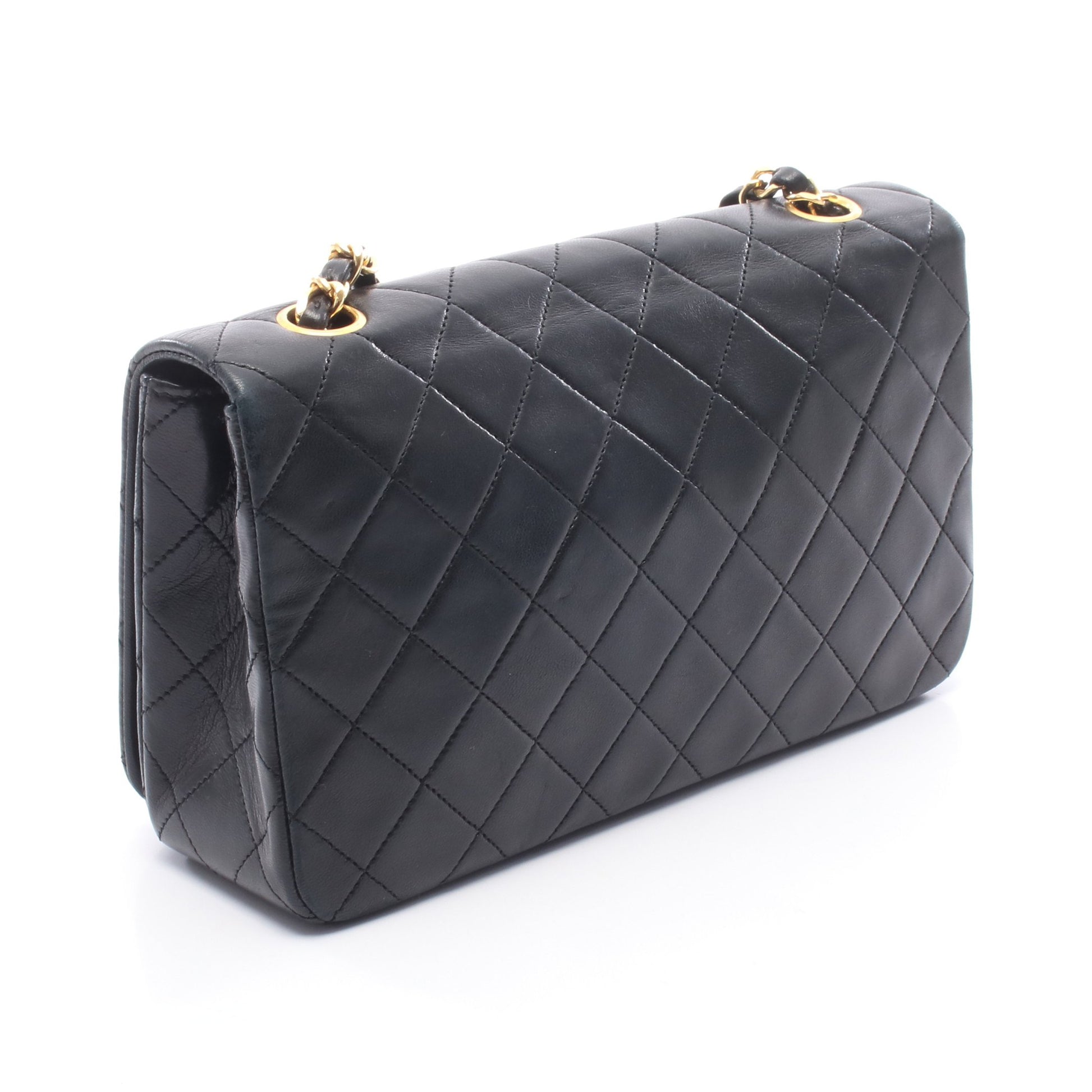 フルフラップ マトラッセ チェーンショルダーバッグ ラムスキン ブラック ゴールド金具 シャネル バッグ CHANEL