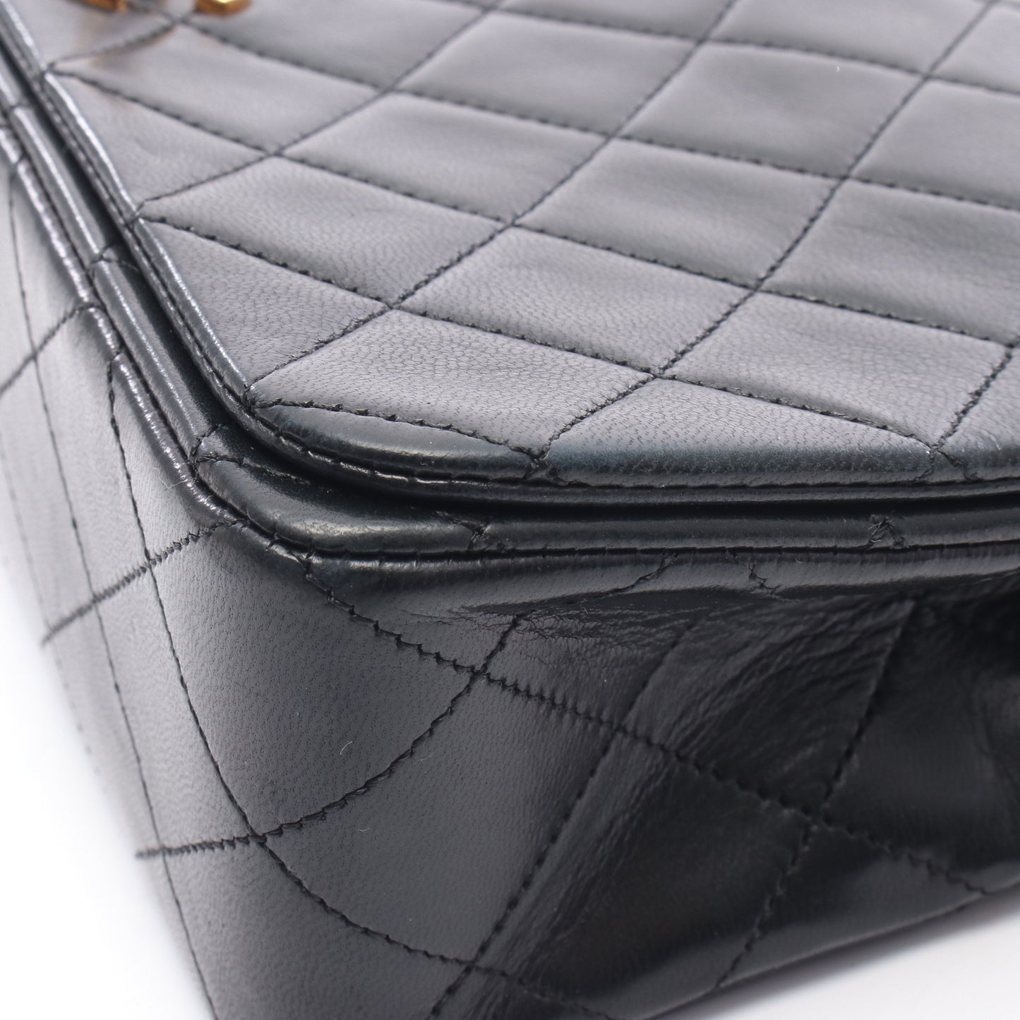 フルフラップ マトラッセ チェーンショルダーバッグ ラムスキン ブラック ゴールド金具 シャネル バッグ CHANEL