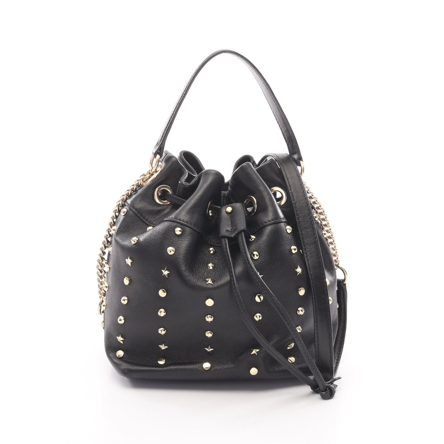 ロックスタッズ ショルダーバッグ レザー ブラック 2WAY ジミーチュウ