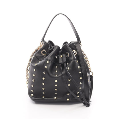 ロックスタッズ ショルダーバッグ レザー ブラック 2WAY ジミーチュウ