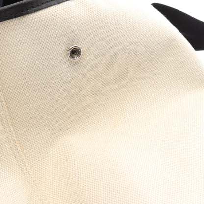 NAVY CABAS ネイビーカバ M ハンドバッグ トートバッグ キャンバス レザー オフホワイト ブラック バレンシアガ