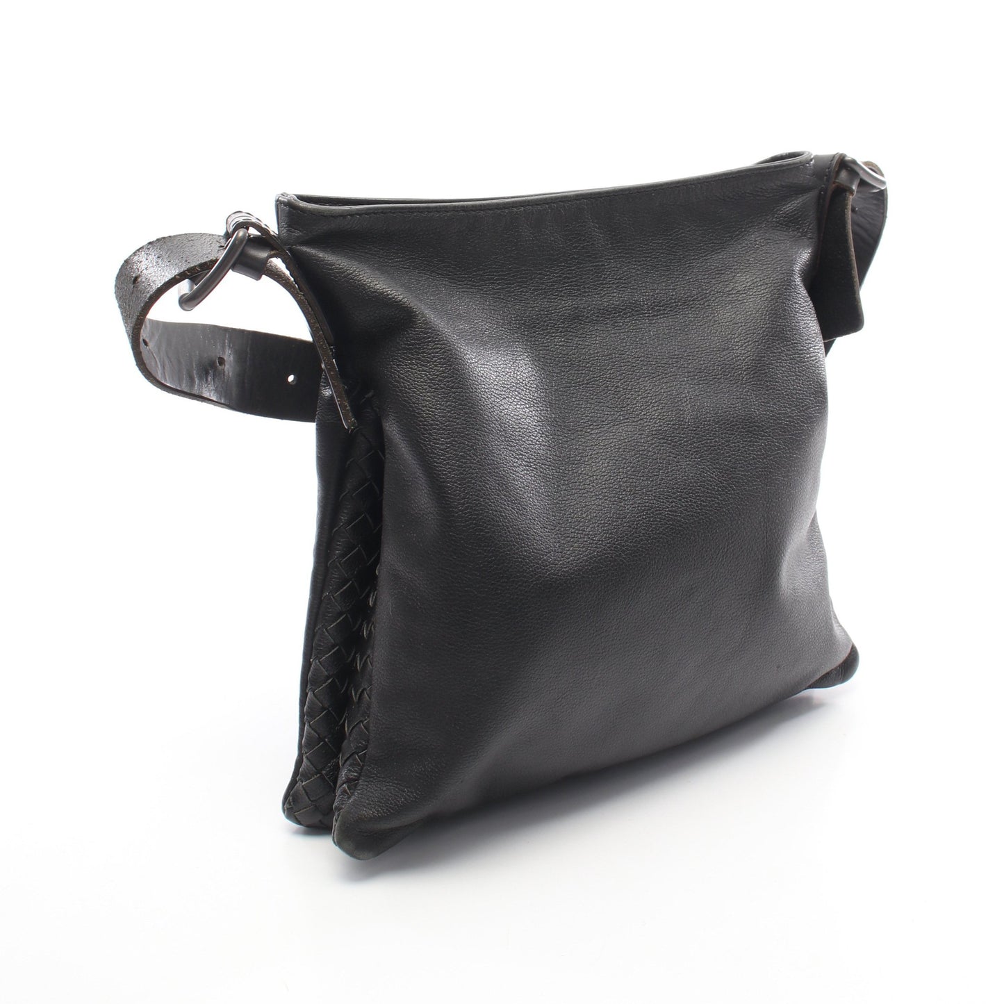 イントレチャート ショルダーバッグ レザー ブラック ボッテガヴェネタ バッグ BOTTEGA VENETA