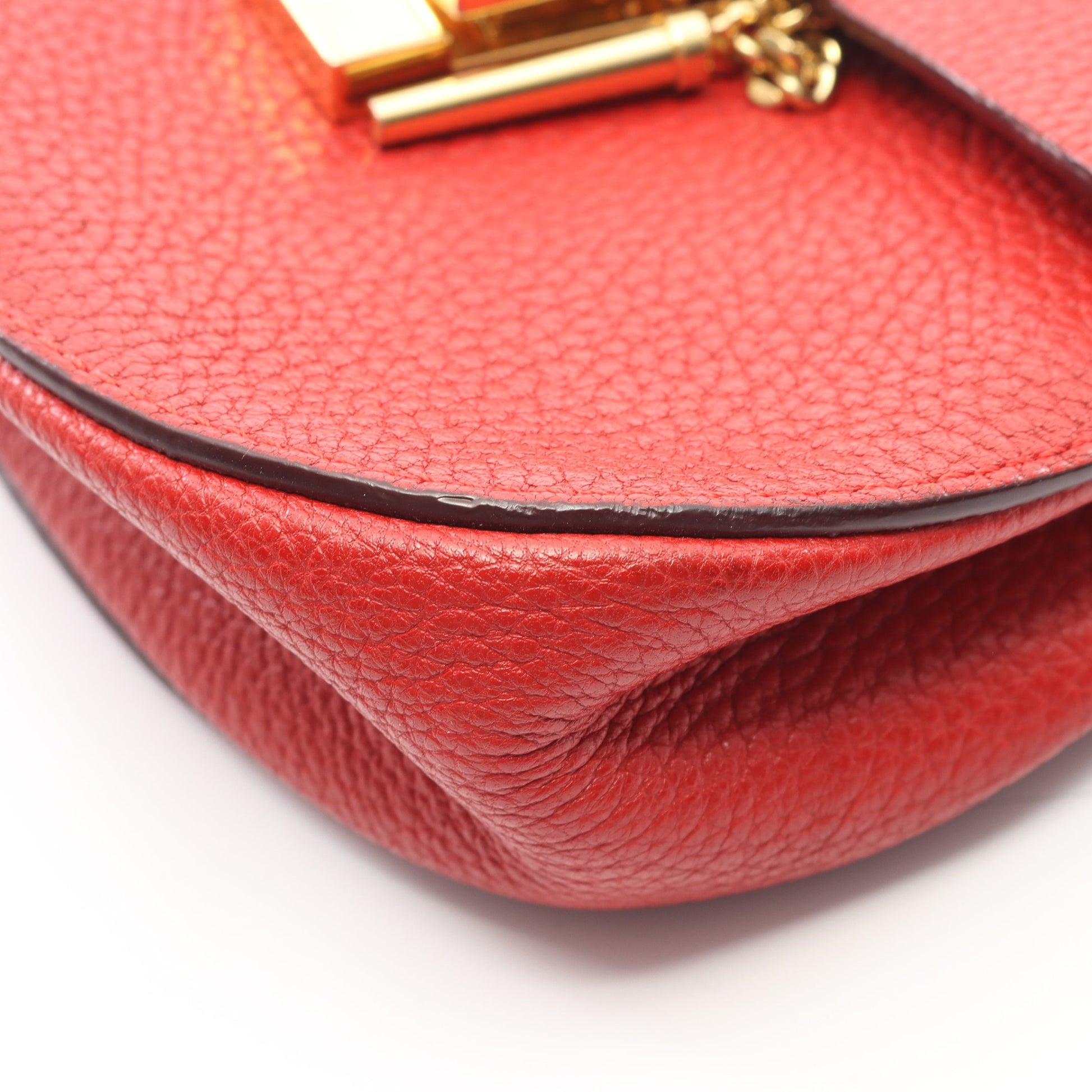ドリュー チェーンショルダーバッグ レザー レッド クロエ バッグ Chloe